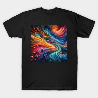 Flowing liquid creates vibrant wave pattern design T-Shirt